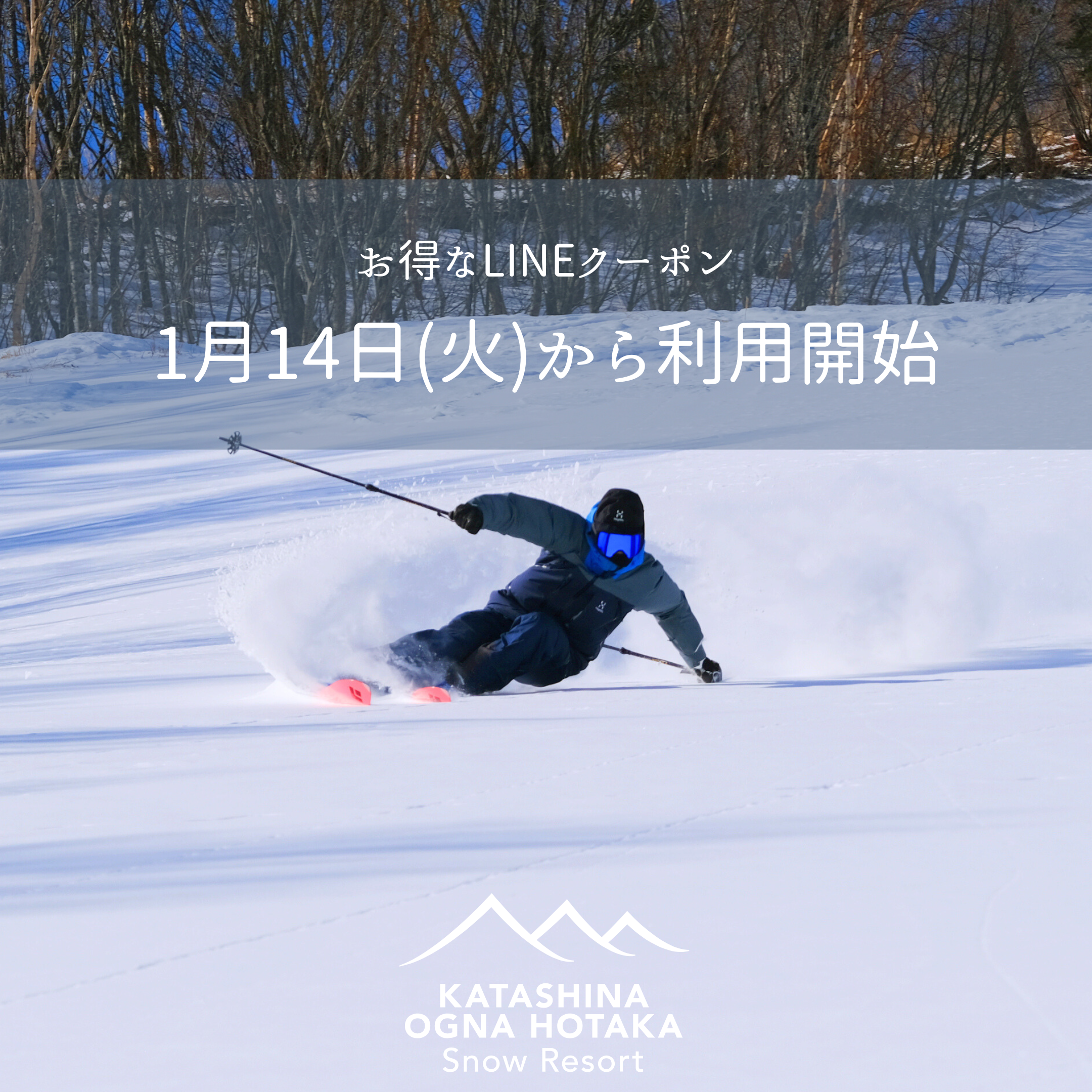 公式LINE友達限定クーポンでお得に滑ろう！ | オグナほたかスキー場